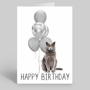 British Shorthair Birthday Card, Pet Birthday Card, Cat Birthday Card, Blue British Shorthair Gifts, Pet Cards, Cards For Pets, Cat Cards