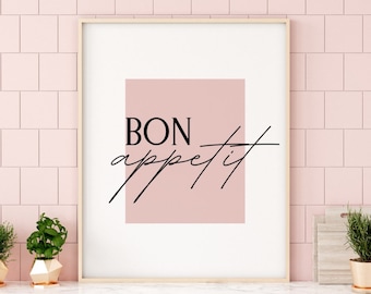 Bon Appetit デジタルキッチンプリント、キッチンウォールアート、印刷可能なキッチンの引用句、デジタルキッチンの引用句、キッチンウォールアートの引用句、キッチンアート