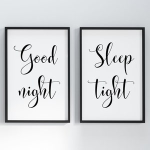 Good Night Sleep Tight Duo Bedroom Prints | Wall Art | Poster | Home Decor | Wall Hanging | Bedroom Prints | Bedroom Decor | Bedtime Quotes