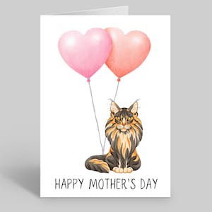 Maine Coon Mothers Day Card, Maine Coon Mothers Day Gift, Maine Coon Owner Card, Pet Card, Cards For Maine Coon Cats, Furbaby Card, Cat Mum