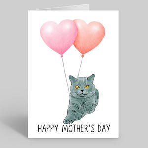 Carte fête des mères British Shorthair, cadeau fête des mères chat, carte fête des mères pour propriétaire de chat, cartes animal de compagnie, cadeaux cartes British Shorthair, carte Furbaby