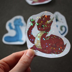 Stickers Dragon, fiole, fantasy imprimé vinyle brillant ou holographique