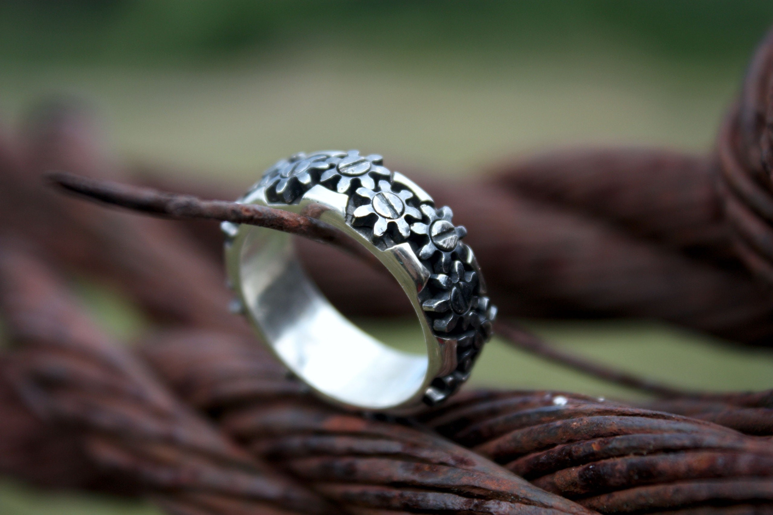 Gear ring ring steampunk jewelry silver ring Etsy