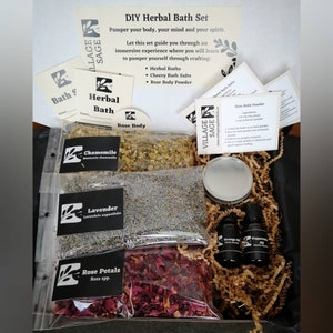 Bath Kit, Spa Kit, DIY Bath, Herbal Bath, Spa Gift, Natural Gift for Her, Mother's Day Gift, Bath Salts, Body Powder image 3