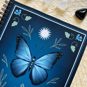El Sol Butterfly Notebook Ruled Journal Soft Touch Cover Morpho Menelaus and Sun Made in the USA 7 x 9 in 60 Sheets 120 Pages image 4