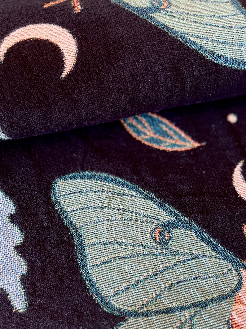 Manta Luna Moths / 100% Algodón / Manta Jacquard con borde con flecos / Tejida en EE.UU. / 60 x 80 in / Cama Queen Size imagen 5
