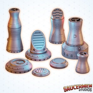 Modular Chimney Stacks - Legion, Necromunda, Fallout Wasteland, Sci-Fi Terrain, Dungeons and Dragons Terrain, Miniature
