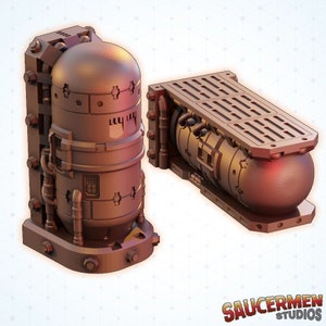 Storage Tanks - Legion, Necromunda, Fallout Wasteland, Sci-Fi Terrain, Dungeons and Dragons Terrain, Miniature