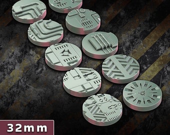 DarkHyve Assault Sci-fi 32mm Bases Set - DnD Miniature Terrain, Dungeons and Dragons Terrain, D&D, D and D, Pathfinder, DnD Terrain