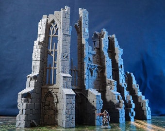 Ruined Cathedral DnD Miniature Terrain for Dungeons and Dragons, D&D, D and D, Warhammer 40k, Wargaming, Tabletop, Pathfinder