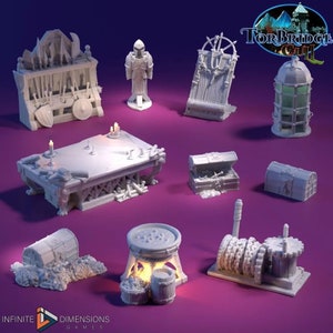 Torbridge Furnishings Set DnD Miniature Terrain for Dungeons and Dragons, D&D, D and D, Wargaming, Wargaming Dice