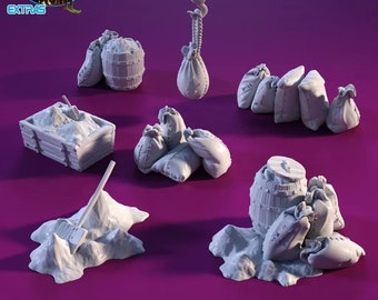 Torbridge Flour Sacks Set DnD Miniature Terrain for Dungeons and Dragons, D&D, D and D, 40k, Pathfinder, Wargaming, Dice