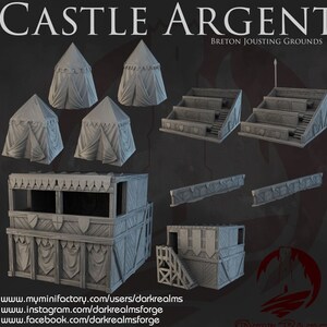 Dark Realms Castle Argent Jousting Grounds DnD Miniatuurterrein voor Dungeons and Dragons, D&D, D en D, Wargaming, Tafelblad, Geschenken