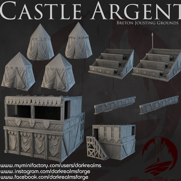 Dark Realms Castle Argent Jousting Grounds DnD Miniature Terrain for Dungeons and Dragons, D&D, D and D, Wargaming, Tabletop, Gifts