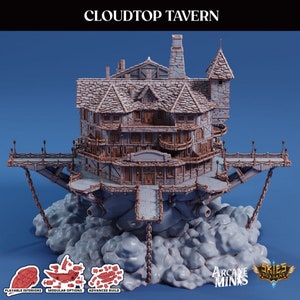 Airship Cloudtop Tavern Set DnD Terrain, Dungeons and Dragons, DnD Miniature, D&D, D and D, Pathfinder, DnD Miniature Terrain