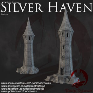 Dark Realms Silver Haven Elven Tower DnD Miniature Terrain for Dungeons and Dragons, D&D, D and D, Wargaming, Pathfinder, Tabletop
