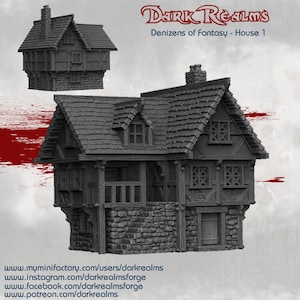 Dark Realms Denizens of Fantasy House 1 DnD Miniature Terrain for Dungeons and Dragons, D&D, D and D, 28mm, Wargaming, Gifts