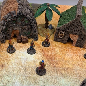 Fisherman Hut and Hull House Set DnD Terrain for Dungeons and Dragons Terrain, D&D, D and D, Wargaming, Pathfinder, Miniature, Gifts