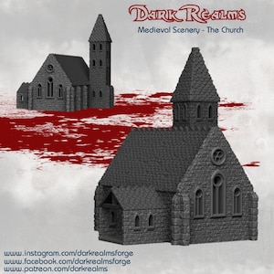 Dark Realms Medieval Scenery The Church DnD Miniature Terrain for Dungeons and Dragons, D&D, D and D, Wargaming, Tabletop, Gifts