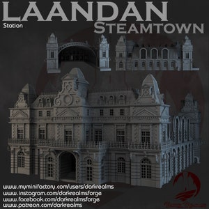 Dark Realms Laandan Steamtown Station DnD Miniature Terrain for Dungeons and Dragons, D&D, D and D, Wargaming, Tabletop, Gifts