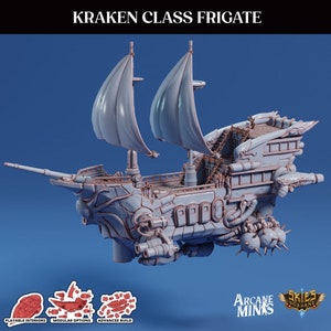 Kraken Class Frigate Air Ship DnD Terrain, Dungeons and Dragons, DnD Miniature, D&D, D and D, Pathfinder, DnD Miniature Terrain