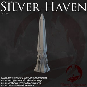 Dark Realms Silver Haven Obelisk DnD Miniatur Terrain für Dungeons and Dragons, D&D, D und D, Wargaming, Pathfinder, Tabletop