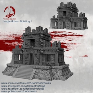 Dark Realms Jungle Ruins Building 1 DnD Miniature Terrain for Dungeons and Dragons, D&D, D and D, Wargaming, Tabletop, Gifts