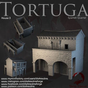 Dark Realms Tortuga Spanish Quarter House Ver 3 DnD Miniature Terrain for Dungeons and Dragons, D&D, D and D, Wargaming, Tabletop, Gifts