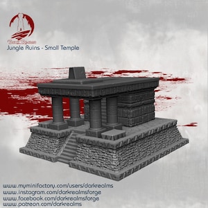 Dark Realms Jungle Ruins Small Temple Set DnD Miniature Terrain for Dungeons and Dragons, D&D, D and D, 28mm, Wargaming, Gifts