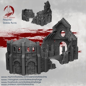 Dark Realms Arkenfel Chapel Church Ruined DnD Miniature Terrain for Dungeons and Dragons, D&D, D and D, Wargaming, Tabletop, Gifts