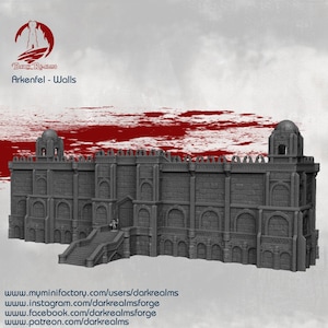 Dark Realms Massive Arkenfel Walls Set DnD Miniature Terrain for Dungeons and Dragons, D&D, D and D, 28mm, Wargaming, Gifts