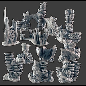 Underwater Corals Set DnD Terrain for Dungeons and Dragons Terrain, D&D, D and D, Wargaming, Pathfinder, Miniature, Gifts