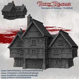 Dark Realms Denizens of Fantasy Guildhall Set DnD Miniature Terrain for Dungeons and Dragons, D&D, D and D, 28mm, Wargaming, Gifts