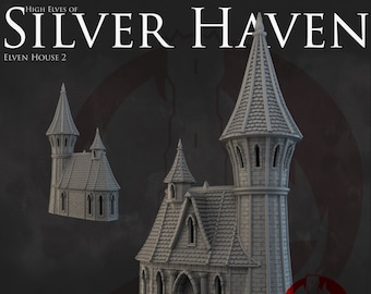 Dark Realms Silver Haven Elven House 2 DnD Miniature Terrain for Dungeons and Dragons, D&D, D and D, 40k, Wargaming, Pathfinder, Tabletop