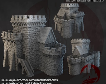 Può includere: Un modello di castello in pietra stampato in 3D con una torre e una casa del custode. Il castello è un modello in miniatura per giochi da tavolo o per l'esposizione. Il modello è non dipinto e ha un colore grigio.