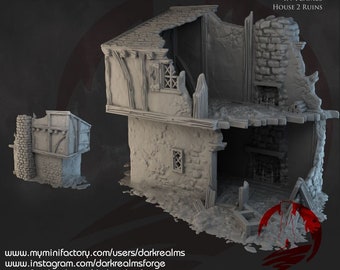 Dark Realms Briarwood - House 2 Ruins DnD Miniature Terrain for Dungeons and Dragons, D&D, D and D, Wargaming, Tabletop, Gifts, Pathfinder