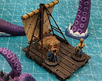 Pirate Raft Ship DnD Terrain for Dungeons and Dragons Terrain, D&D, D and D, 40k, Wargaming, Pathfinder, Miniature, Gifts