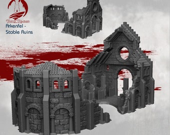 Dark Realms Arkenfel Chapel Church Ruined DnD Miniature Terrain for Dungeons and Dragons, D&D, D and D, Wargaming, Tabletop, Gifts