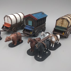 Wohnwagenwagen und Wagen DnD Miniaturgelände, Dungeons and Dragons, D&D, Wargaming, Tabletop, Pathfinder 28mm