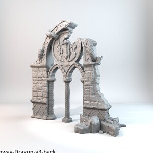 Ruined Dragon Archway DnD Terreno en miniatura para mazmorras y dragones, D&D, Wargaming, Pathfinder, Mesa, 28mm, Regalo