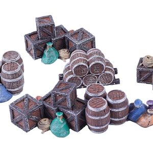Painted Cargo Piles DnD Miniature Terrain, Dungeons and Dragons, D&D,  , Pathfinder, Scatter, Wargaming, Tabletop, 28mm