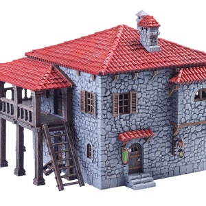 Painted Medieval Tavern DnD Terrain for Dungeons and Dragons, Fantasy Dwarve Elves and Demons Miniature Pathfinder D&D image 1