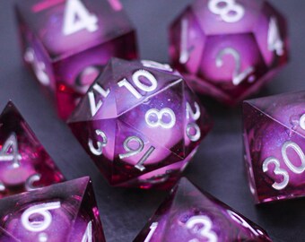 Purple Galaxy Sharp DnD Dice Set for Dungeons and Dragons, D&D, Pathfinder, D20 Polyhedral Resin Dice, Fit in Dice Box, Tower