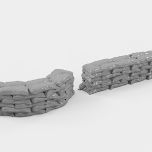 Sand Bag Walls Set DnD Miniature Terrain, Dungeons and Dragons, D&D, Pathfinder, Scatter, Wargaming, Tabletop, 28mm, 32mm