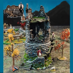 Wightwood Abbey Ruined Rookery Tower Miniature Terrain | Dungeons and Dragons, D&D, Pathfinder, 28mm, 15mm, 32mm