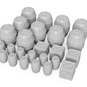 3DEGOS Barrels and Crates Set DnD Miniature Terrain for Dungeons and Dragons, D&D, Pathfinder, D and D, Scatter