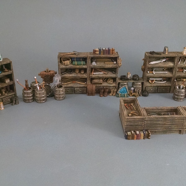 General Store Shelf Modular DnD Miniature Terrain, Dungeons and Dragons, D&D, Wargaming, Pathfinder, Tabletop, 28mm Scatter