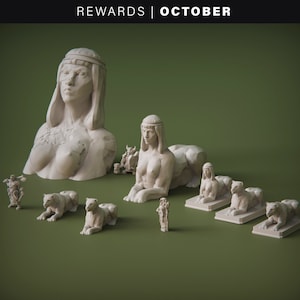 Cats and Sphinx Ancient Egypt DnD Miniature Terrain for Dungeons and Dragons, D&D, D and D, Wargaming, Tabletop, Gifts