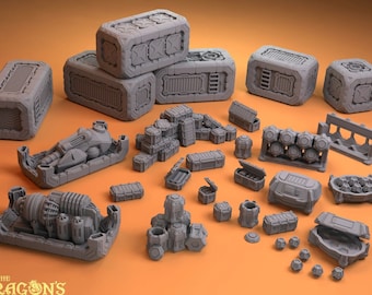 Containers Sci Fi Scatter Terrain, Dungeons and Dragons, DnD, Kill Team Terrain, Necromunda, Space Hulk