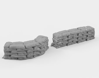 Sand Bag Walls Set DnD Miniature Terrain, Dungeons and Dragons, D&D, Pathfinder, Scatter, Wargaming, Tabletop, 28mm, 32mm